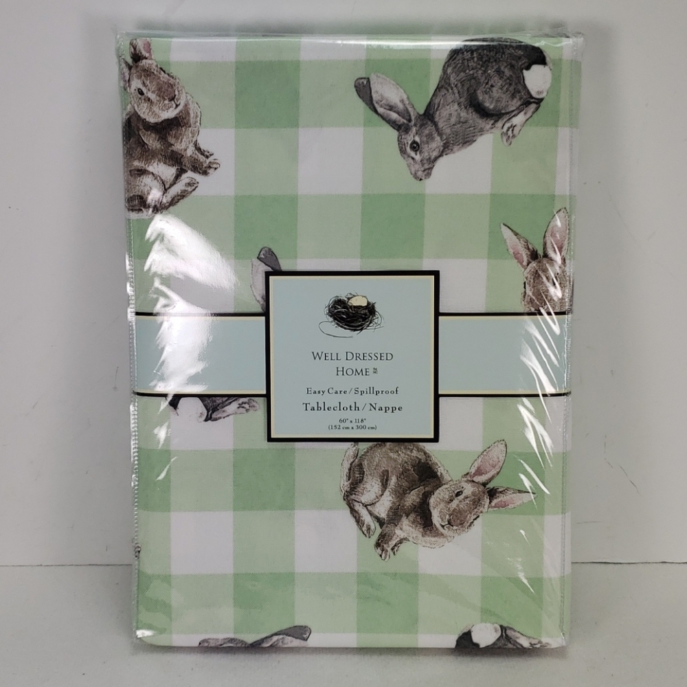NEW WELL DRESSED HOME BUNNY TABLECLOTH 60" X 118"